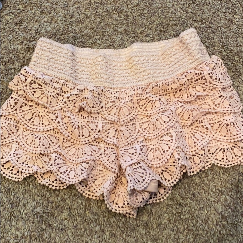 Tan floral shorts